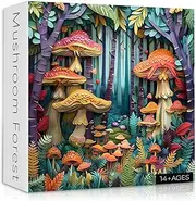 Mushroom Puzzle for Adults 1000 Piece, Colorful Magic Puzzle Mushrooms with Flowers Art, Challenging Jigsaw Puzzle for Adults