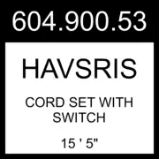 IKEA HAVSRIS Cord Set With Switch Black 15 ' 5" 604.900.53