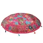 Ethnic Outdoor Floor Cushion Vintage Patchwork Cover Dark Pink 40x40 Inch Gia...