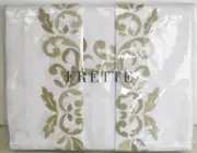 NEW FRETTE Carrara SHEET Cases 4 PC Bed SET White Embroidery Beige KING QUEEN