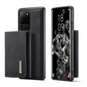 DG MING For Samsung Galaxy S20 Ultra Premium Trifold Wallet Leather Case With 2-in-1 Magnetic Detachable Card Holder Pocket Cover - Black