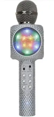 Sing-Along Bling Bluetooth Karaoke Microphone and Bluetooth Stereo Silver Bling