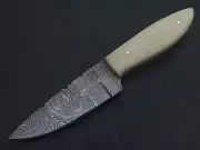 7.5" CUSTOM HAND MADE DAMASCUS STEEL SKINNER KNIFE BONE HANDLE W/SHEATH M597