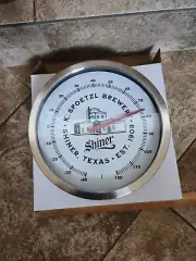 New SHINER BOCK BEER Spoetzl Brewery Texas THERMOMETER GLASS COVER SIGN MANCAVE