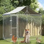 Generic Outdoor Dog Kennel with Roof Silver 3x1.5x2.5 m Galvanised Steel