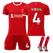 Nevenka Liverpool Home Jersey VIRGIL #4 Soccer Jersey Kids Adult 3-Pieces Jersey Kits