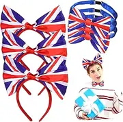 [DRESSOOS] 3 Sets Flag Hair Band British Flag Bow Tie Headband Stylish Vibrant for Teenagers Men Women