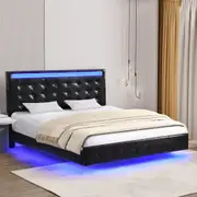 Levede Floating Bed Frame Double Queen with Headboard LED Lights Mattress Base