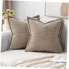 Boho Decorative Pillow Covers for Couch Bed 16" x 16" (Pack of 2) Light Brown