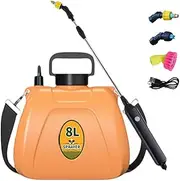 8L Shoulder Style Electric Sprayer with 3 Mist Nozzles Rechargeable Automatic Garden Plant Mister W/Shoulder Strap Powerful Electric Sprayer for Lawn Garden Cleaning