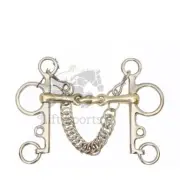 Pelham Horse Bit Double Jointed with Oval Link Lozenge Fat Shank Snaffle Chain