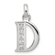 Sterling Silver White Cz Letter D Initial Pendant