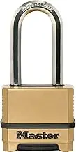 MASTER LOCK High Security Padlock, Security Level 9/10, Outdoor, Combination, Zinc, Weatherproof, XLong Shackle, Brushed Gold
