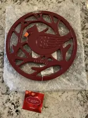 Cardinal Red Bird Cast Iron Yuletide Trivet Heavyweight 8" BRAND NEW w/tags