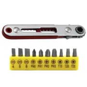 Flat Head Ratchet Wrench 90 Degree Offset Screwdriver/Handle With Bit-Set