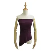 Plain Asymmetrical Tube Top Dark Purple - S