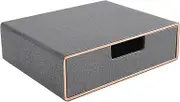 RHCSZ Stackable Organizer Drawer PU Leather Classic Handmade,Organize Home Office Desk Accessories and Sort Letter-Size Paper/a4 Document,Desktop Caddy with Drawers Storage,13.1x10x3.7inches,Grey