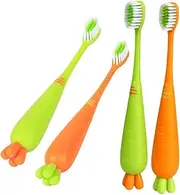 PAMINGONO Lovely Mini Toothbrushes for Toddlers 4 Pack Carrot Kids Toothbrush Soft Bristles