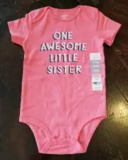 Carters 24 Months One Awesome Little Sister One Piece Shirt NWT