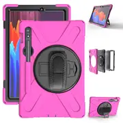 Catzon OnePiece Tablet Case Anti-Fall Protection With Pencil Holder For Samsung Galaxy Tab S7/S7 Plus 2020-Rose Red