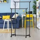 Double Rod Clothing Rack Metal Garment Rack for Underwear Towels Socks