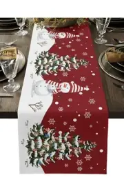 Christmas Table Runner 13x70 For Kitchen Dining Table Snowman