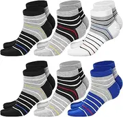 [Fourluoo] 6 Pairs Men's Tabi Socks Cotton Flip Flop Socks Split Toe Socks for Men Athletic Wicking, Black, Gray, Blue, White, 6-11