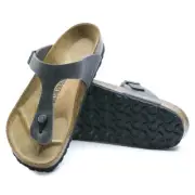 BIRKENSTOCK GIZEH UNISEX FLIP FLOPS IN IRON GRAY OILED LEATHER