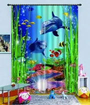 3D Dolphin 638 Blockout Photo Curtain Printing Curtains Drapes Fabric Window AU