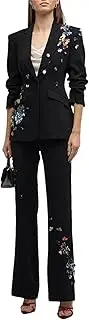 [Zadaos] Women's Runway Designer Suit Set Colors Sequined Single Buttons Blazer Pants Suit 2Pcs