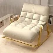 CHAOFLIGHT Double Rocking Chairs,Oversized Relax Chair 5 Speed Adjustable Recliner with Antifouling Upholstered and Armrests Reading Sofa Chair for Living Room,Balcony,Courtyard (Beige Gold Legs)
