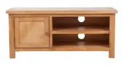 "Solid Oak Wood TV Cabinet With Two Convenient Cable Outlets Brown 40.6""x14.2""x18.1"""