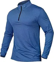 [CARWORNIC] Men's Long-Sleeved Shirt Half Zip Sports Shirt Running Shirt 1/4 Zip Pullover Lightweight Breathable Gym Jogging Training Shirt with Stand-Up Collar