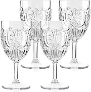 KOMOREBI Shatterproof Acrylic Wine Glasses - Unbreakable Plastic Goblets, BPA-Free & Drop-Proof Glassware - Elegant Drinkware for Indoor & Outdoor Use - 14oz, Set of 4 (Clear)