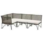 JUTHOLMEN modular corner sofa 3-seat, outdoor, dark grey/Kuddarna light grey-beige