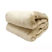 Canine Faux Fur Throw Rug 127 x 152 cm Cream Labrador
