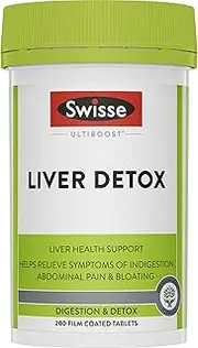 Swisse Ultiboost Liver Detox - with Milk Thistle, Globe Artichoke & Turmeric For Liver Health Support - 200 Tablets