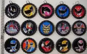 15 Power Rangers Flat BLACK Bottle Cap Necklaces Set 1
