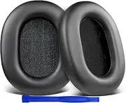 SOULWIT Protein Leather Replacement Earpads for Sony WH-1000XM5 (WH1000XM5) Noise Canceling Headphones, Ear Pads Cushions with Noise Isolation Memory Foam, Added Thickness - Black
