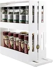 Leona Co Cabinet Caddy, Sliding Spice Rack Organizer for Cabinet, Just Pull & Rotate, Storage 20 bottles Each, Cupboard Swivel Organizer, Non-Skid Base, 28cm x 27cm x 10cm