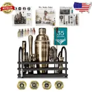 Complete Bartending Kit – 14-Piece High-Quality Tools with Stunning Bamboo Stand