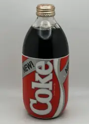Vintage New Coke Coca-Cola Formula 1985 Hot Gold Cap Sealed 16 oz Glass Bottle E