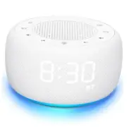 Bluetooth Speaker Alarm Clock with FM Radio - Rich and Clear Sound, White