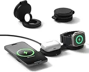 [SATECHI] OntheGo™ 3-in-1 Wireless Charger, Qi2 Portable Charger with 15W Fast Charging for iPhone, 5W for Apple Watch, and 5W for AirPods, Magnetic Travel Charging Station – Black