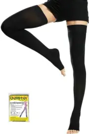 Beister 1 Pair Medical Open Toe Thigh High Compression Stockings Sz S Black