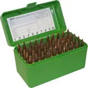 MTM Rifle Ammo Box - 50 Round Flip-Top 223 WSSM 270 WSSM 460 500 S&W - Green RSL