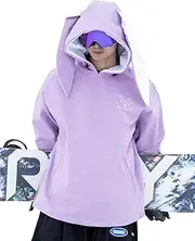 [xwxwseui] Doorek Iconic Rabbit Fleece Hoodie Oversized Ski Snowboard Snow Sweaters Snow Clothes with Pocket