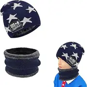 [Ayizhiniu] Children's Winter Hat and Scarf Set, Winter Warm Knitted Hat Neck Warmer Sets, Knitted Hat Made of Fleece, Hat Scarf Sets 2-in-1, Can be Used on Outdoor Thermal Equipment Children in Winter