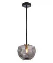 FOSSETTE Interior Dimpled Smoked/ Effect Glass Pendant Light- Flat Top Dome
