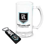 Port Adelaide Power Stein Glass & Magnetic Bottle Opener